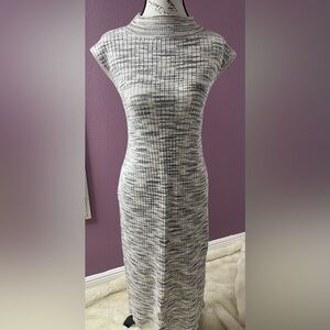 Chic Monochrome Knit Midi Dress
